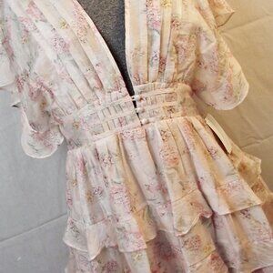 NEW America Tzunun Womens Isabel Babydoll Tiered Ruffle Mini Dress